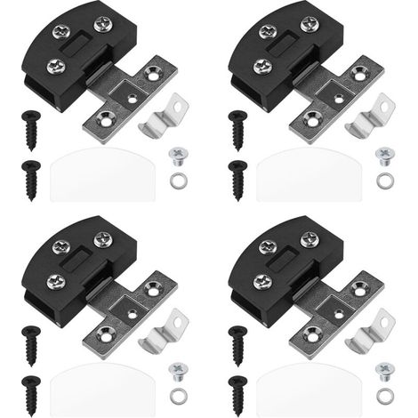 16 cerniere in lega di zinco per vetro, cerniere per ante di vetrine, cerniere per porte, cerniere per vetrine espositive, accessori per mobili, scaffali, armadi, nere - Crezuo