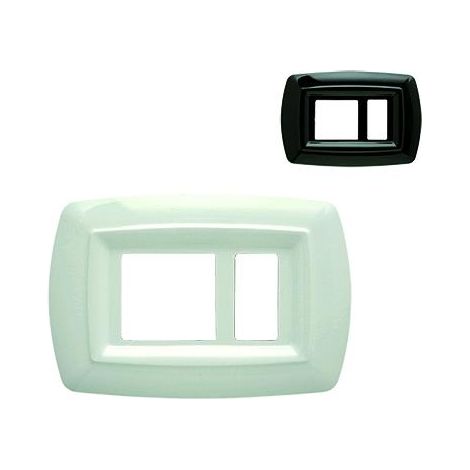 Placca 'Feb' Unel Decentrata - '2598/N' Nera In Abs Compatibile Serie Magic