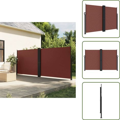 The Living Store Auvent latéral rétractable marron 160x1200 cm - Parasol - Écran D'intimité - Brise Vue - Auvent Latéral - Protection Solaire