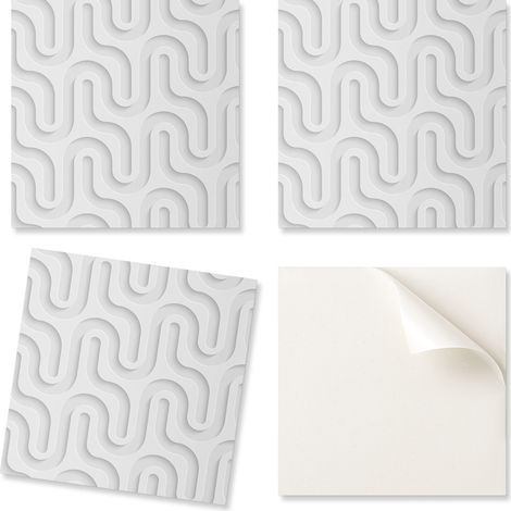 Juego de baldosas de PVC decorativas para cocina o ba帽o, con dise帽o de ondas en capas 3D, 20x20x20 cm.