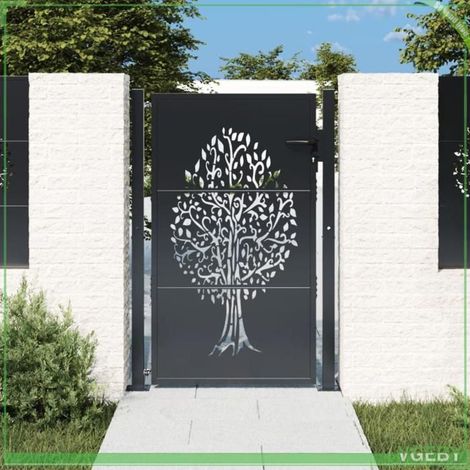 Portail de jardin - conception d'arbre - anthracite - acier galvanisé avec revêtement en poudre - verrouillable 3 clés (1/5)