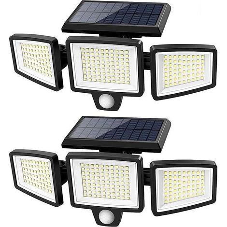 nouvelle lampe solaire intelligente a detection eclairage exterieur pour jardin applique murale pour entree et jardin etanche economique 210 led tout en un (1/5)