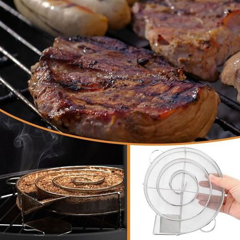 Générateur de fumée froide, serpentin de fumage en acier inoxydable, serpentin de fumage avec poignée, adapté aux fumoirs, aux fumoirs alimentaires et aux générateurs de fumée pour barbecue. (1/5)