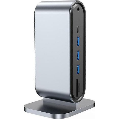 Station d'accueil 12 en 1 avec hub USB-C, adaptateur secteur RJ45, multi-ports USB 3.0 PD et alimentation 4K pour ordinateur portable/PC. (1/3)