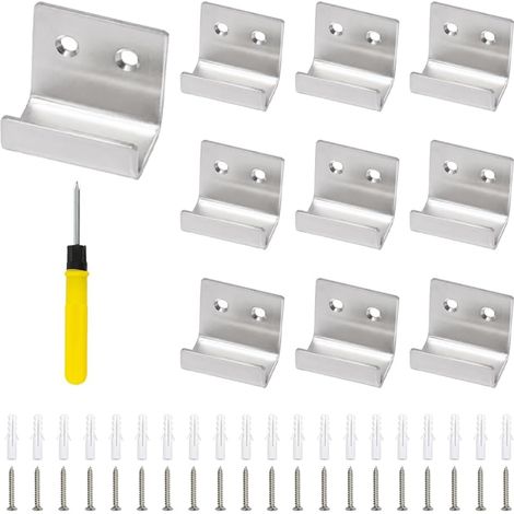 10 Piece Fixation Miroir Mural Lourd Support pour Miroir Mural Équerre en U, avec 20 vis + 20 chevilles à expansion + 1 tournevis, pour carrelage, miroirs, cadres et panneaux publicitaires (1/5)