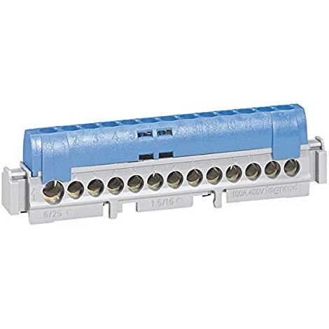 Morsettiera blu a 35 fori IP2x - 2x25mm2+33x16mm2 004848