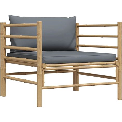 Maison Exclusive - Gartensofa mit Dunkelgrauen Kissen Bambus (1/5)