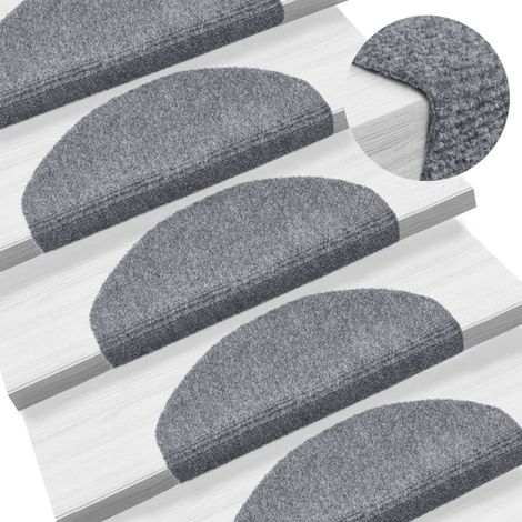 vidaXL Stair Mats Self-adhesive 5 pcs 65x21x4 cm Light Grey Half Round Large