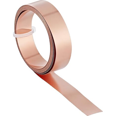 Rouleau de tôle en métal et laiton - 3 m - Rouleau de tôle de cuivre rouge - Épaisseur : 0,1 mm - Haute dureté - Plaque en laiton - Pas de rayures - Plaques métalliques pour travaux manuels (1/5)