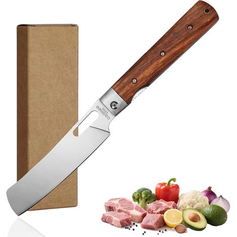 couteau de camping pliable en acier inoxydable 440A, couteau portable pour voyage et fruits, manche en acajou, tranchant pour la cuisine extérieure (1/5)