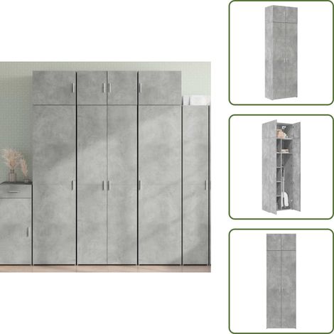 Rangement vertical - vidaXL Armoire de rangement gris béton 70x42,5x225cm bois d'ingénierie - Meuble de rangement (1/5)