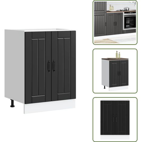 Meuble de base de lavabo Lucca noir bois d'ingénierie - Meuble Bas Du Lavabo - Meubles Bas Du Lavabo - Meuble Bas De Cuisine - Meuble Bas Du Lavabo Pour Cuisine