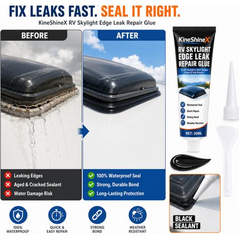 KineShineX RV Roof Window Leak Repair Adhesive 30ML Black Flexible Waterproof Sealant (1/4)