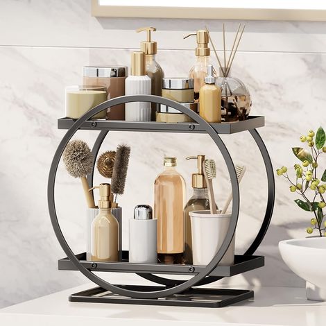 Étagère de Salle de Bain, Organisateur de Comptoir pour Lavabo, Support de Rangement pour Cosmétiques et Produits de Toilette, Économiseur d'Espace pour Vanity (1/5)