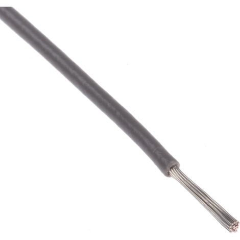 Fil de câblage à gaine PTFE RS PRO, 0,08 mm², 28 AWG, 200°C max, PTFE Gris, 100m ( Prix pour Bobine de 100 Mètres )