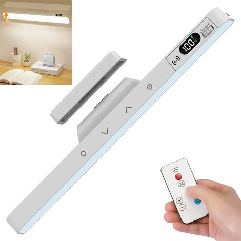 Lampada da scrivania a LED dimmerabile con telecomando, 5 temperature di colore, design magnetico, doppia alimentazione (batteria e USB), lampada da scrivania delicata per gli occhi. (1/3)