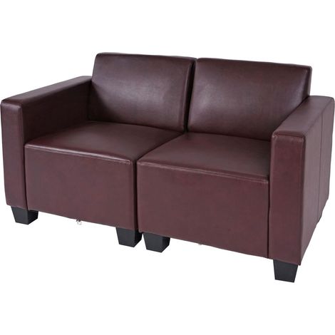 Salotto modulare componibile lounge moderno Lione N71 ecopelle divano 2 posti bordeaux