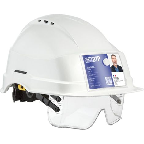 Casque de protection IRIS 2 ventilé et porte-badge - blanc - AUBOUEIX