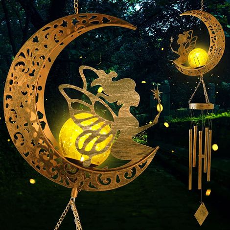 Lanterna solare a LED, luce bianca calda, luce sospesa per feste, giardino, cortile, paesaggio, percorso, luna (1/4)