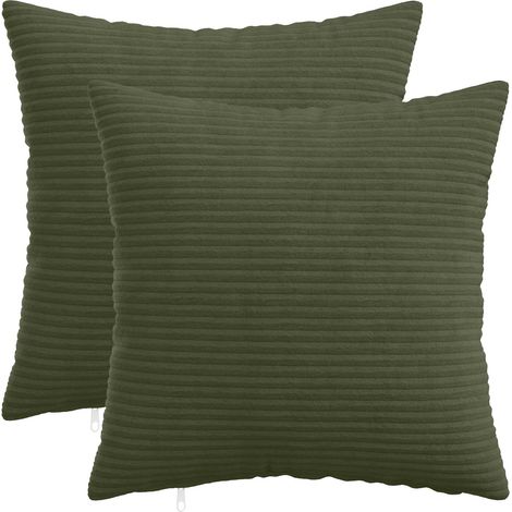 Housse de coussin 2 pcs HEERLEN Vert 30 x 30 cm velours côtelé vidaXL (1/5)