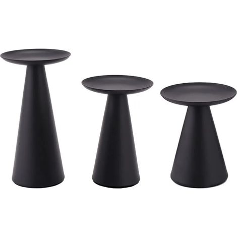 Ensemble de 3 bougeoirs noirs – Bougeoirs en métal pour bougies piliers – Bougeoirs de table (1/5)