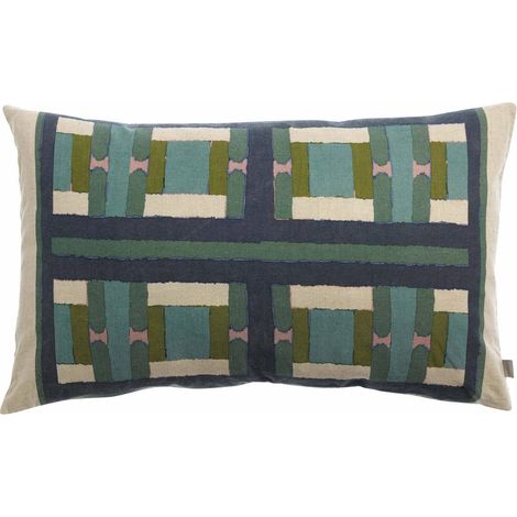 Coussin Décoratif Rectangulaire avec Imprimé, Coloris Vert Gris, Dimensions 40 x 65 cm - PANGIVO (1/3)