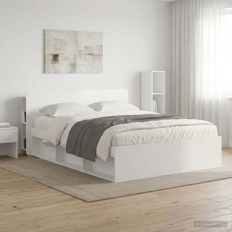 vidaXL Cabinet de Tête de Lit Blanc brillant Bois d'ingénierie (1/5)