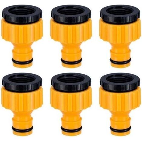 Plastique 3/4 '' and 1/2 '' BSP 2in1 Nez de Robinet d'arrosage à Visser débit Tap Connector Threaded Faucet Adapter 6 Pack (1/5)
