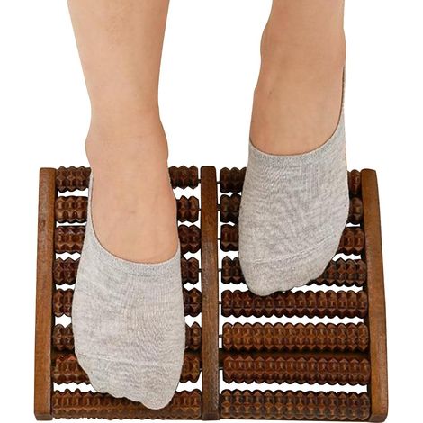 Massage pied Masseur Pieds en Bois 8 Rangées Rouleau, Foot Massager pour Circulation Sanguine, Fatigués et Épines Calcanéennes (1/5)