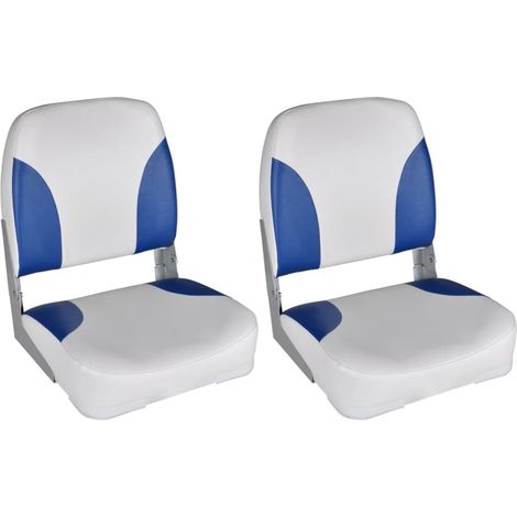 Sedili per Barca 2 pz Pieghevoli Cuscino Blu-Bianco 41x36x48 cm vidaXL (1/5)