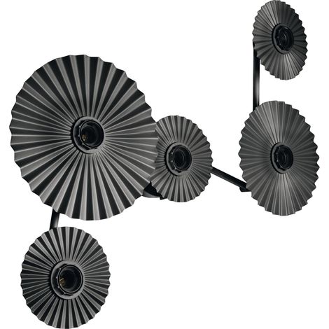 Applique murale OSRAM DECOR Plisse, 5 douilles, E27, acier, gris foncé, minimaliste, design, abat-jour