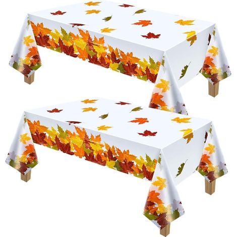 Nappe en feuille d'automne pour Thanksgiving, nappe en feuille d'érable d'automne, nappe rectangulaire imperméable pour décoration de Thanksgiving, rideau, restaurant, camping (2 pièces)