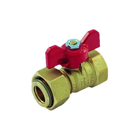 Tiemme - Valvola Acqua Diritta Femmina 3/4" Con Girello 3/4" E Farfalla Rossa