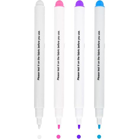 Water-Erasable Fabric Marking Pens, 4-Pack Vanishing Ink Sewing Markers for Clothing, Leather Crafts, Tailoring Tools, Accessories (1/5)