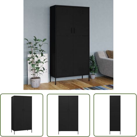 Garde-robe Design moderne, Armoire Etagère de rangement, Noir 90x50x180 cm Acier OIB3128E (1/5)