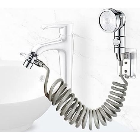Ensemble Pommeau Douche pour Lavabo - - Tuyau Télescopique - 3 Modes de Douche - Economie d'eau (1/4)