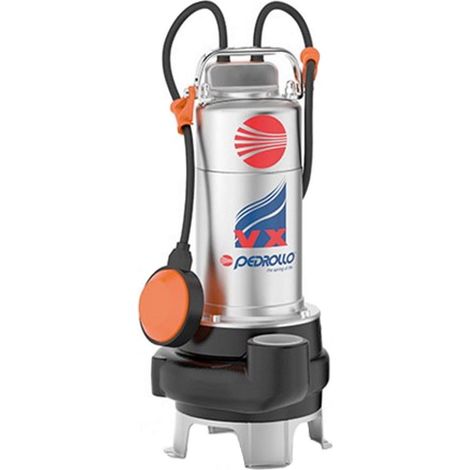 Bomba de evacuación Pedrollo VXm8/35 VORTEX vaciado de fosa séptica lodos aguas residuales Monofásica CON flotador 0,55 kW robustez (1/2)