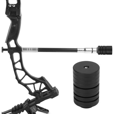 Kit de stabilisateur d'arc avec poids détachables en alliage d'aluminium pour arc classique et arc à poulies, noir