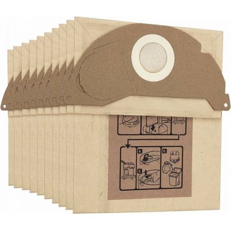 Sacs à poussière de rechange pour aspirateurs Kärcher WD2 MV2 WD2250 A2004 A2054, paquet de 10 (1/5)