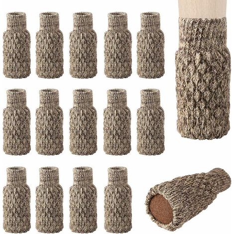 AGE Chaussettes antidérapantes pour jambes de chaise Pieds de chaise tricotés pour protéger le sol des rayures et réduire le bruit 16 pièces (1/5)