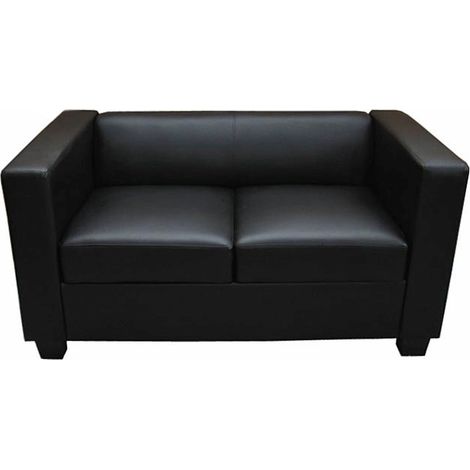 [NON UTILIZZATO] Divano sofa 2 posti lounge moderno elegante serie Lille M65 75x137x70cm ecopelle nero (1/5)