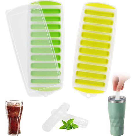 2-teilige Eiswürfelflasche mit Silikonboden, wiederverwendbaren, leicht zu entnehmenden Eiswürfeln und abnehmbarem, spritzwassergeschütztem Deckel, ideal für Sportgetränke und Wasserflaschen (1/5)