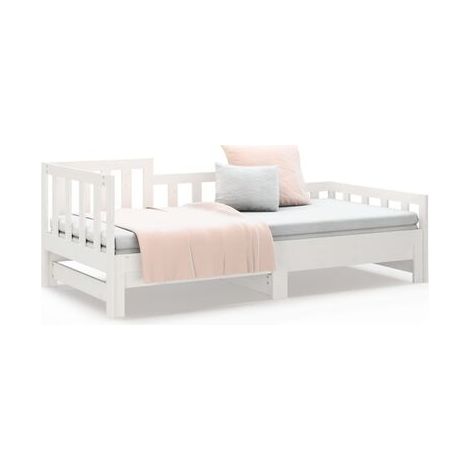 Lit coulissant sans matelas, blanc, 2 x (90 × 190 cm), meuble de chambre, design contemporain, montage facile (1/5)