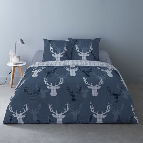 Housse de couette 240x220 + 2 taies flanelle 100% coton