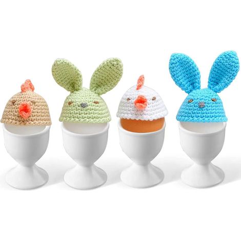 Coquetiers en porcelaine, lot de 6, supports pour œufs à la coque, faciles à nettoyer, blanc. (1/5)