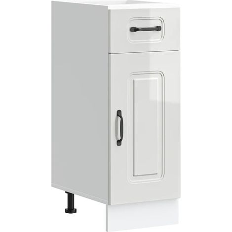 Mueble de cocina moderno con amplio espacio de almacenamiento 30 x 46 x 81,5 cm patas ajustables madera de ingeniería blanco brillante 020049882 (1/5)