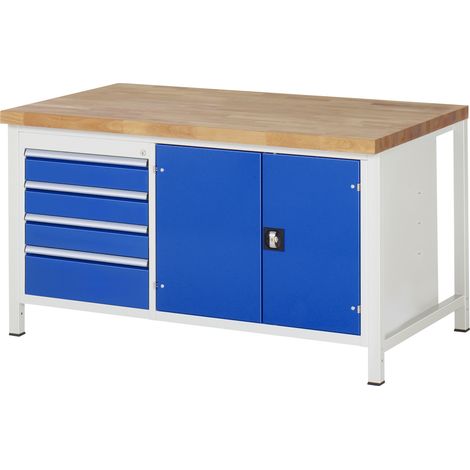 Rau Werkbank höhenverstellbar 8905A2, B1500xT900xH840-1040mm, 4x Schublade-TA, 1x Tür (1/5)