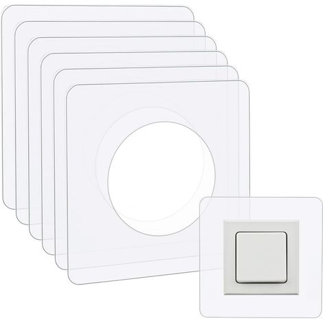 Protection Interrupteur Murale 6 Pièces, Protège Interrupteur Transparent, Protection Prise Murale 1 Poste, Protection Papier Peint, Plaque Anti Tache Mur en Acrylique (1/5)