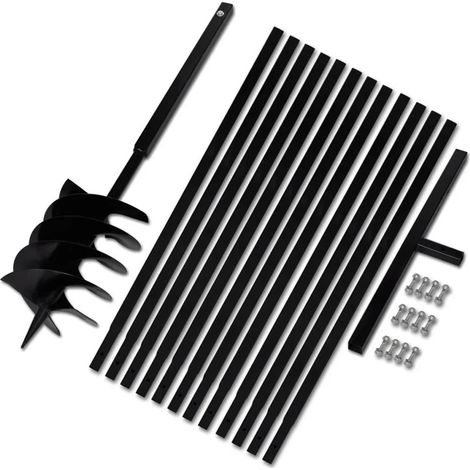 Tarière manuelle 200 mm – Rallonge 13 m en acier ultra résistant – Pour creuser dans terrains accidentés – Usage professionnel – Nova