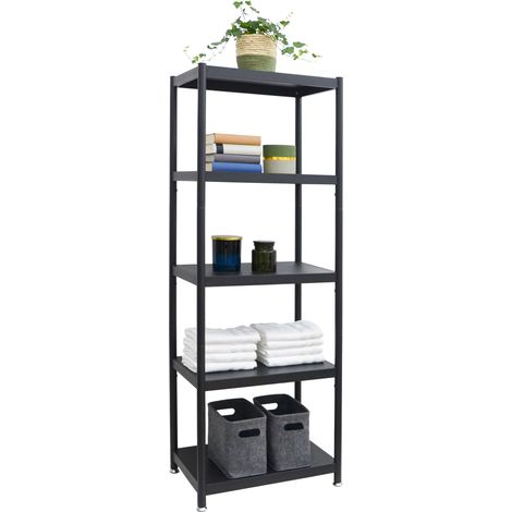 Industrial Design Metallregal 61x41x170 Standregal 5 Ebenen Metall Regal Schwarz